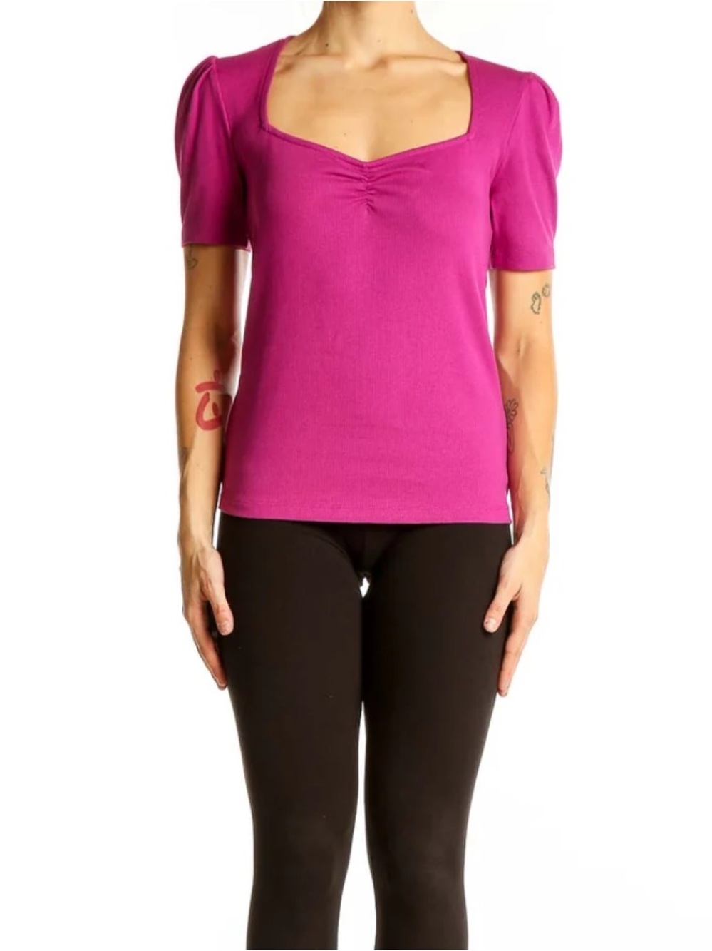 New LOFT Women's Ribbed Scoop Neck Top - Magenta